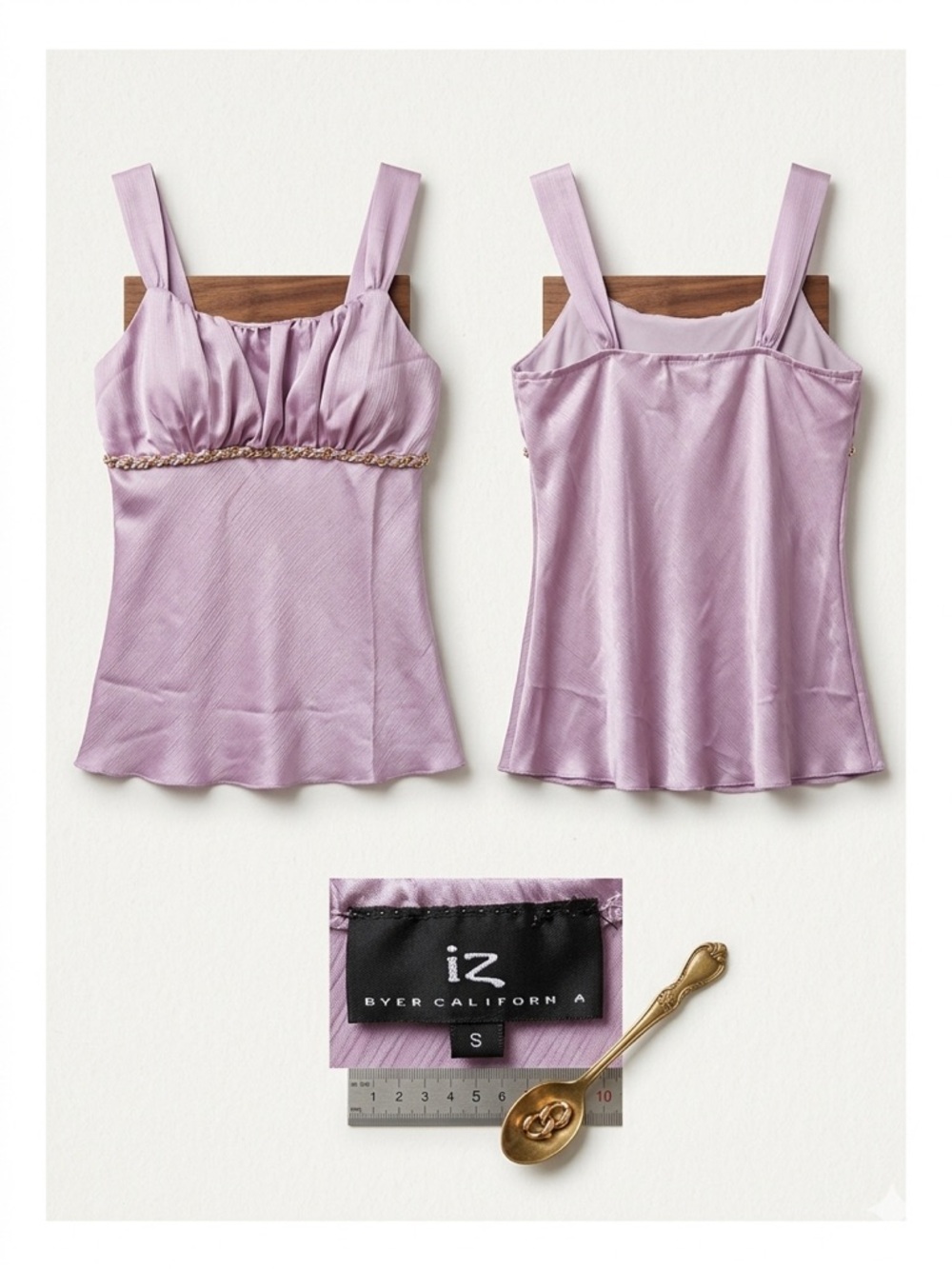 Iz Byer Lilac Satin Camisole with Chain Waist Detail - Picture 2 of 8